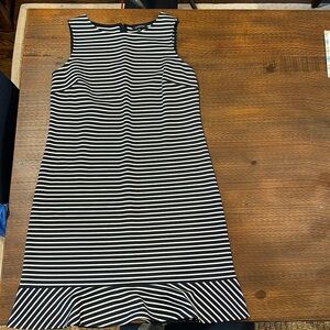 Land’s End- Women’s Striped Navy Blue Dress- Zipper down the back